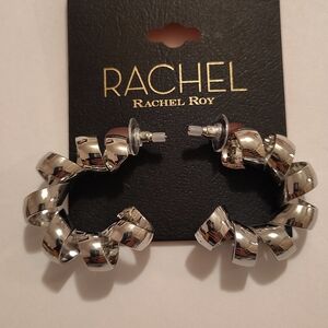 Rachel Spiral Twist Hoop Earrings in Silver